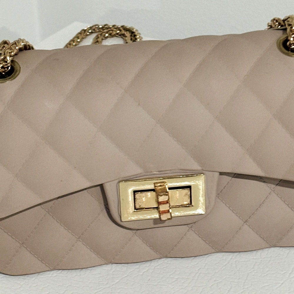 L.A. Express Brass-Look Chain Strap purse
